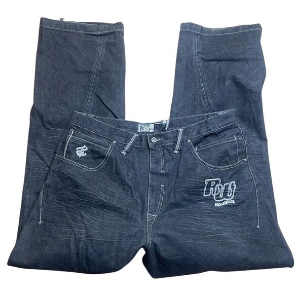 Y2K Vintage Rocawear Wide Leg Relaxed Men's Black Jeans size 38 - Picture 2 of 8